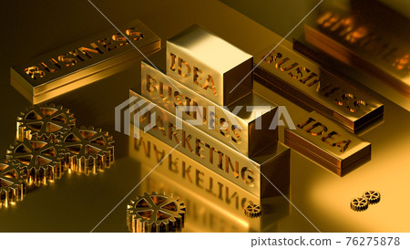 Business concept: words of metal letter-press type and gears. 3d rendering 76275878