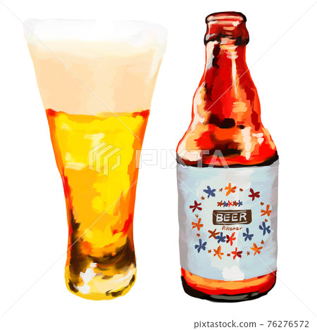 手繪啤酒瓶和玻璃插圖集 76276572