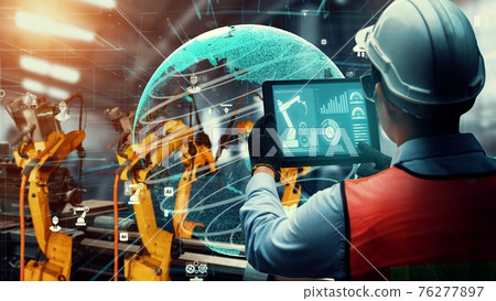 Smart industry robot arms modernization for digital factory tech 76277897