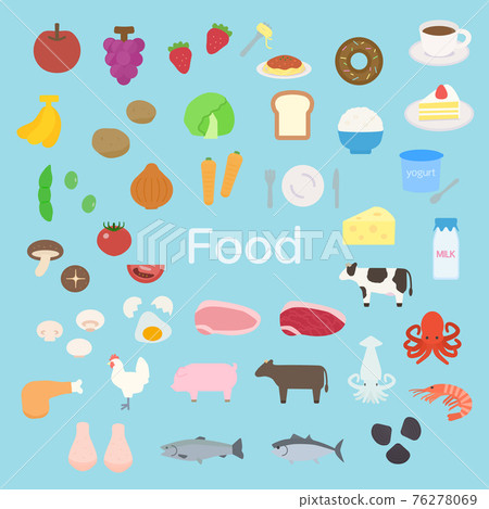 Simple and cute food illustration set flat design 76278069