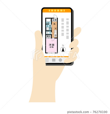 在智能手機上查看房產的插圖圖像 76278100