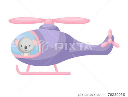 Cute little koala pilot in violet helicopter.... - Stock Illustration  [76280058] - PIXTA