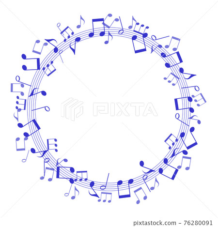 Round frame of lively blue notes Round frame of lively blue notes 76280091