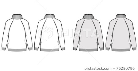 Sweater Exaggerated Turtleneck technical fashion illustration with long raglan sleeves, oversized, hip length, rib trim Sweater Exaggerated Turtleneck technical fashion illustration with long raglan sleeves, oversized, hip length, rib trim 76280796