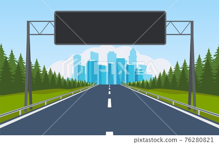 Empty road with city skyline Empty road with city skyline 76280821
