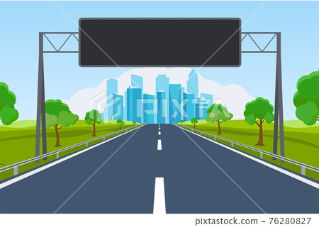 Empty road with city skyline Empty road with city skyline 76280827