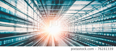 Digital data flow on road with motion blur to create vision of fast speed transfer Digital data flow on road with motion blur to create vision of fast speed transfer 76281339