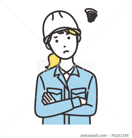 Female worker facial expression worried 76281395