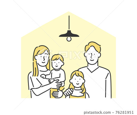 一家人在家做形象插畫素材 76281951