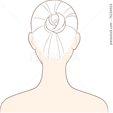 Illustration of a woman's head facing backwards 76284028