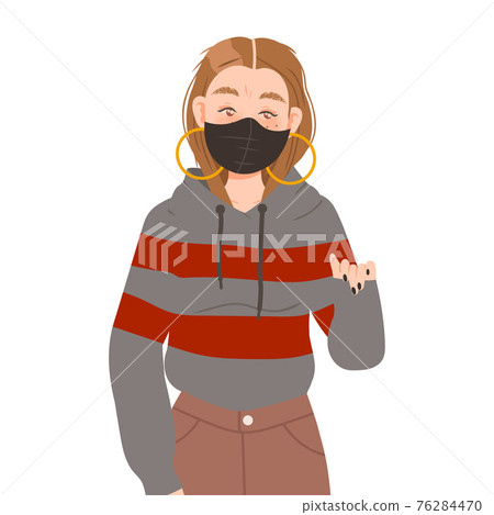 Young Woman in Face Mask Supporting Street Protest Against Human Rights Violation Vector Illustration Young Woman in Face Mask Supporting Street Protest Against Human Rights Violation Vector Illustration 76284470