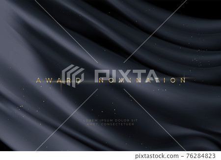 Awarding the nomination ceremony luxury black wavy background with golden glitter sparkles. Vector background 76284823
