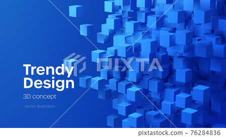 Abstract geometric background with blue 3d... - Stock Illustration ...