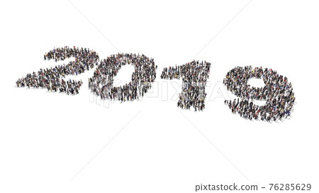 Crowd of people gather and form 2019 Crowd of people gather and form 2019 76285629