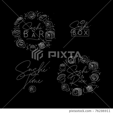 Sushi labels line style black Sushi labels line style black 76286911