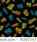Seamless tropical pattern on the black background. 76287147