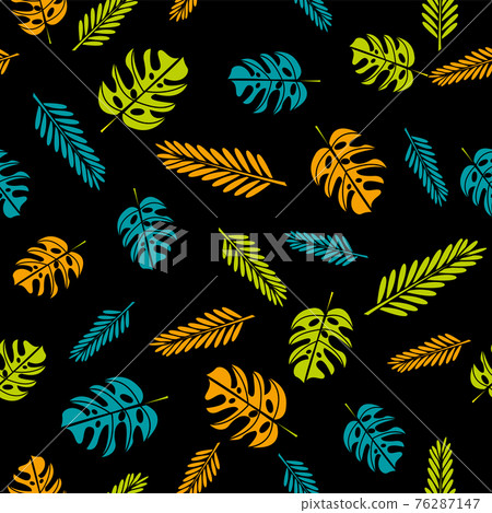 Seamless tropical pattern on the black background. Seamless tropical pattern on the black background. 76287147
