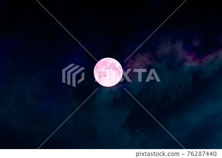 Big full bright pink purple moon, colorful clouds Big full bright pink purple moon, colorful clouds 76287440