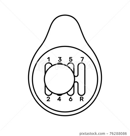 Car gearbox icon in line art style isolated on white background. Car gearbox icon in line art style isolated on white background. 76288086