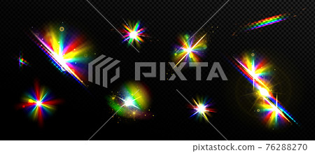 Rainbow light flare effects, iridescent glare Rainbow light flare effects, iridescent glare 76288270