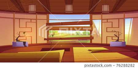 Old abandoned japanese dojo interior Old abandoned japanese dojo interior 76288282