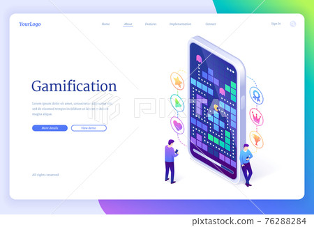 Vector banner of mobile gamification concept Vector banner of mobile gamification concept 76288284