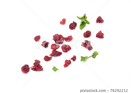 Dried cranberries isolated on white background. Healthy food concept 76292212