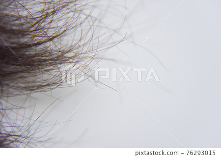 selective focus within closer look at the ends of humans hair 76293015