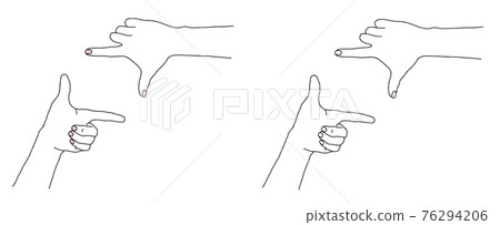 Hands posing to take pictures_line drawing with and without painted background 76294206