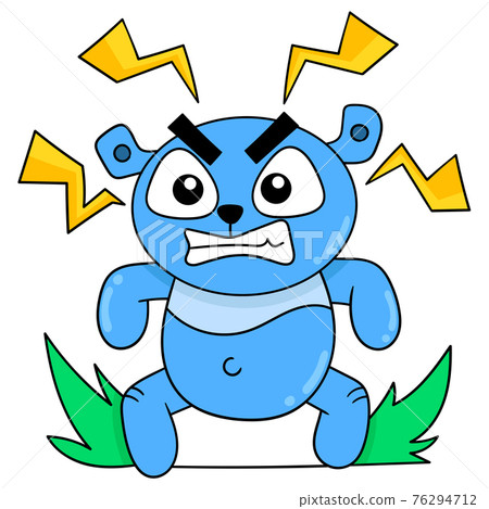 The blue bear with a stifled angry face gave off electricity. doodle icon image kawaii The blue bear with a stifled angry face gave off electricity. doodle icon image kawaii 76294712