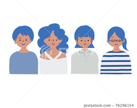 4種女性圖案上身插畫素材 4種女性圖案上身插畫素材 76296154