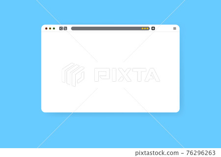 Modern web browser window design isolated on blue background. Web window screen mockup with shadow. Internet empty web landing page concept with search bar and buttons. Vector illustration 76296263