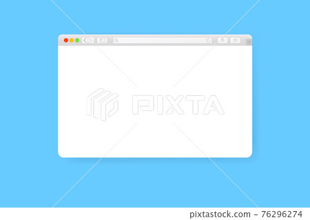 Modern web browser window design isolated on blue background. Web window screen mockup with shadow. Internet empty web landing page concept with search bar and buttons. Vector illustration 76296274