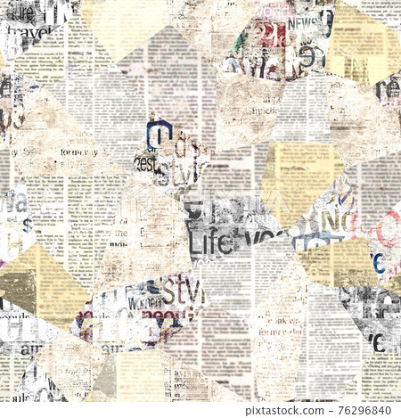 Newspaper paper grunge newsprint patchwork seamless pattern background 76296840
