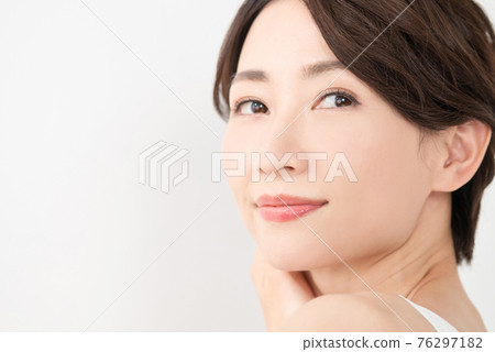 Beauty image white background beautiful skin profile Beauty image white background beautiful skin profile 76297182