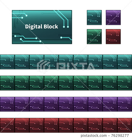 Board-like _ Digital block illustration _ Side-scrolling game background material _ Base 76298277