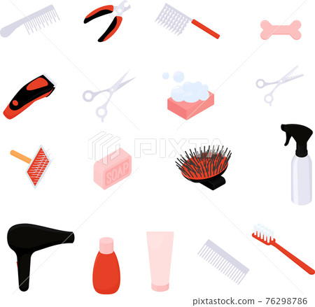 Grooming tools isolated on blue for hygiene, hair 76298786