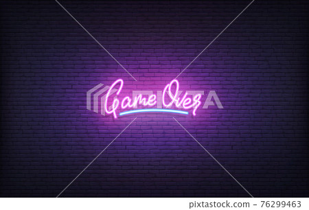 Game Over neon sign. Glowing neon lettering Gamers template 76299463