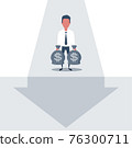 Business challenge and solution vector concept with businessman standing over big gap. 76300711