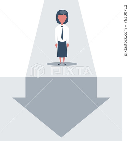 Businesswoman stands and looks at the line graph going down. Business and finance concept. 76300712