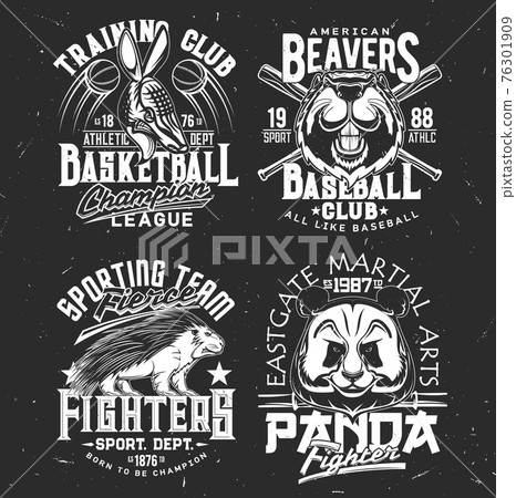 T-shirt prints with armadillo, panda, beaver 76301909