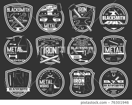 Blacksmith icons, iron work workshop steel forging 76301946