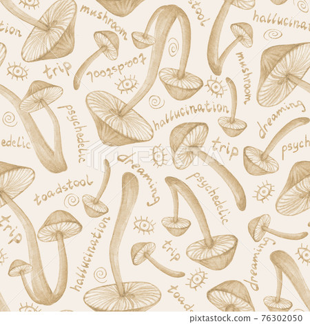 Mystic mushrooms seamless pattern with words Mystic mushrooms seamless pattern with words 76302050