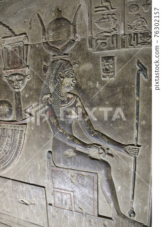 Mysterious murals on the walls of the Temple of Dendera Hathor , near the city of Ken 76302157