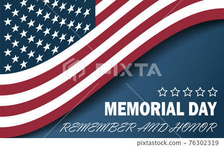 banner memorial day usa flag on blue - Stock Illustration [76302319 ...