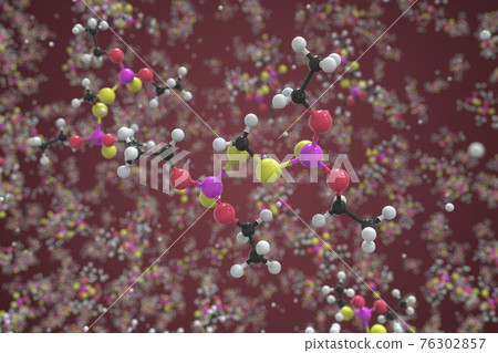Diethion molecule made with balls, conceptual molecular model. Chemical 3d rendering 76302857