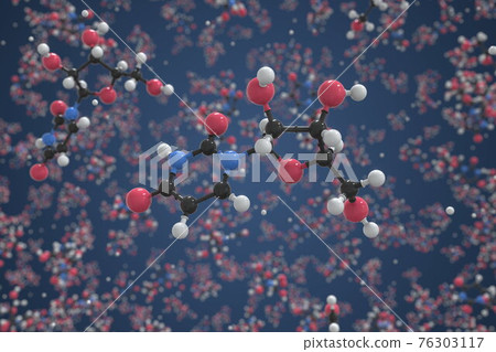 Molecule of uridine, ball-and-stick molecular model. Scientific 3d rendering Molecule of uridine, ball-and-stick molecular model. Scientific 3d rendering 76303117