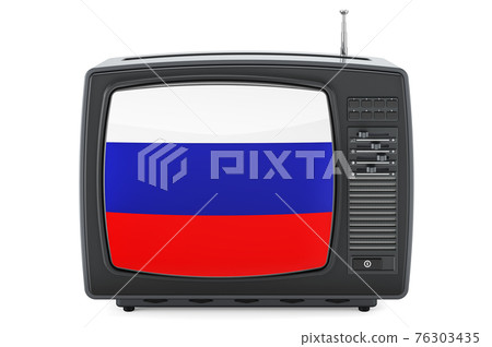 Russian Television concept. TV set with flag of Russia. 3D rendering 76303435