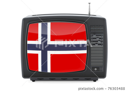 Norwegian Television concept. TV set with flag of Norway. 3D rendering 76303488