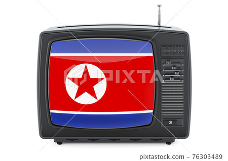 North Korean Television concept. TV set with flag of North Korea. 3D rendering 76303489